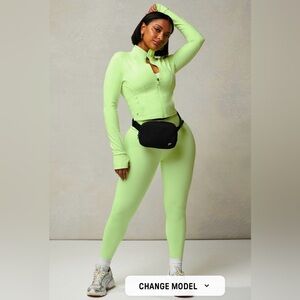 Fabletics Perfect Storm Cropped Train Jacket Neon Spark XXL NWT $85